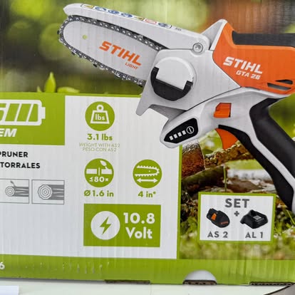 A STIHL battery-powered garden pruner at Bethany Building Center
