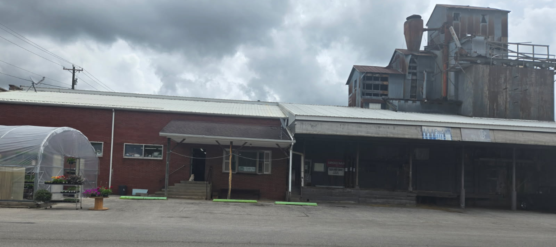 Salem Lumber & Feed store front on a cloudy day