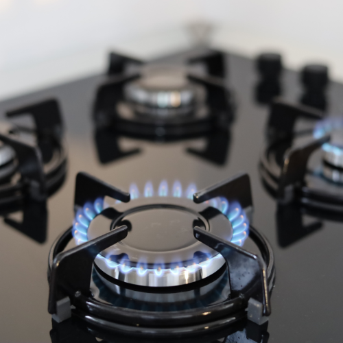 A close up of a stove burner