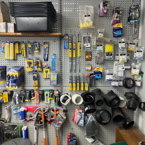 Various supplies inside of S&S Wholesale warehouse