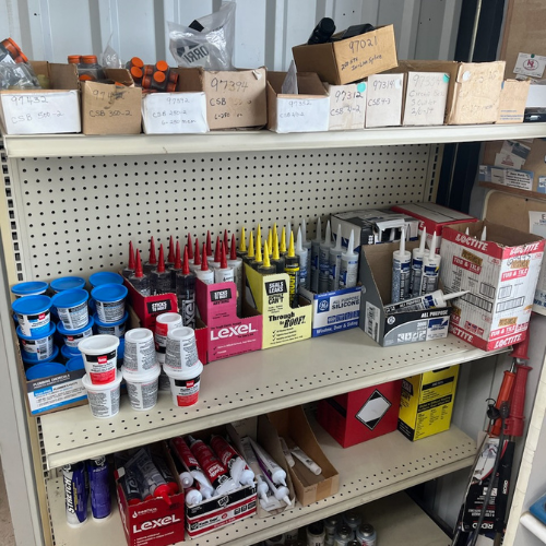 Various supplies inside of S&S Wholesale warehouse