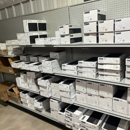 Various supplies inside of S&S Wholesale warehouse