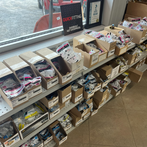 Various supplies inside of S&S Wholesale warehouse