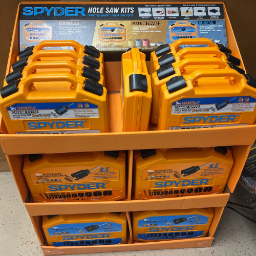 Spyder supplies inside of S&S Wholesale warehouse