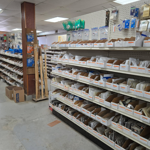 Hardware and supplies inside of Salem Lumber and Feed.