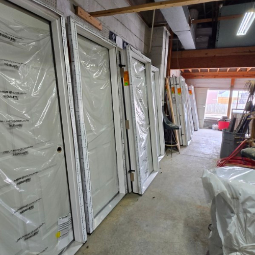 Vinyl windows inside of Salem Lumber and Feed.